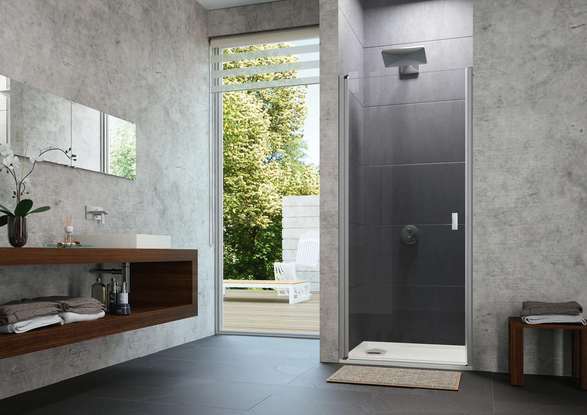Design pure Schwingtür in Nische