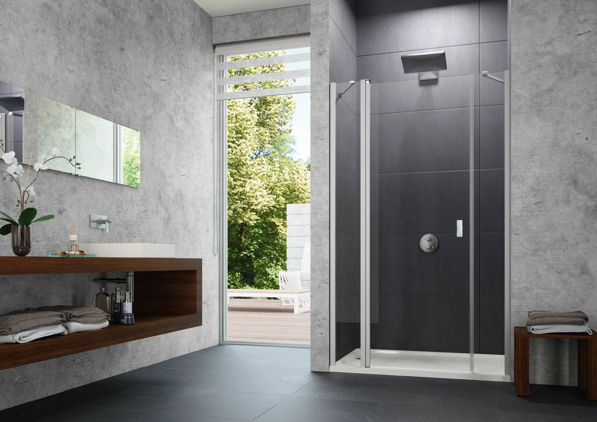 Design pure Schwingtür mfS und NT in Nische