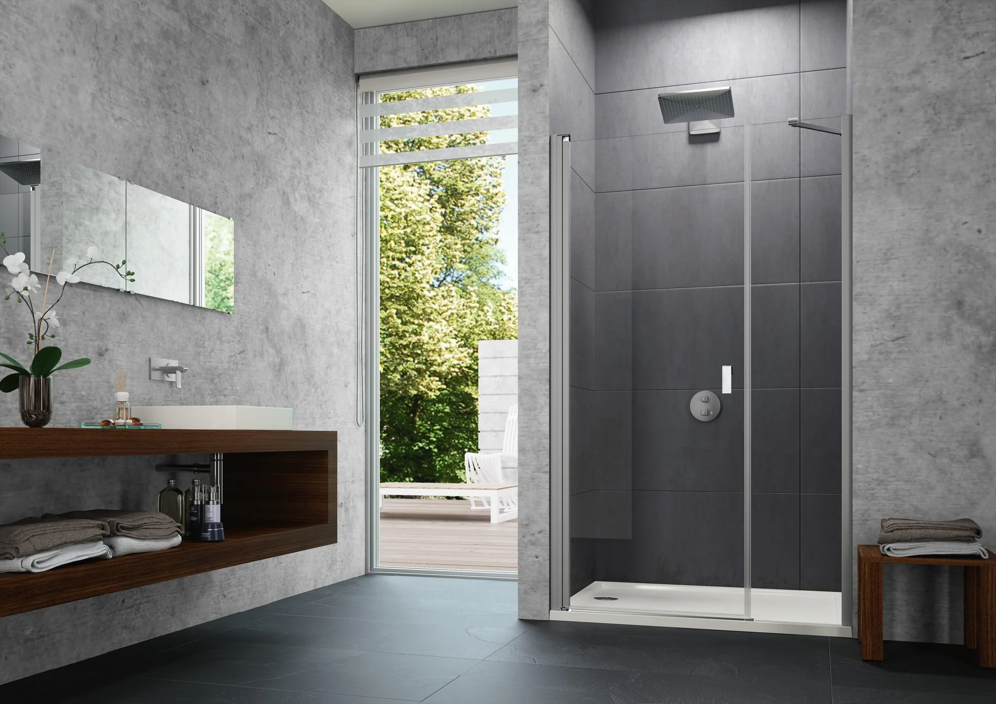Design pure Schwingtür mit NT in Nische